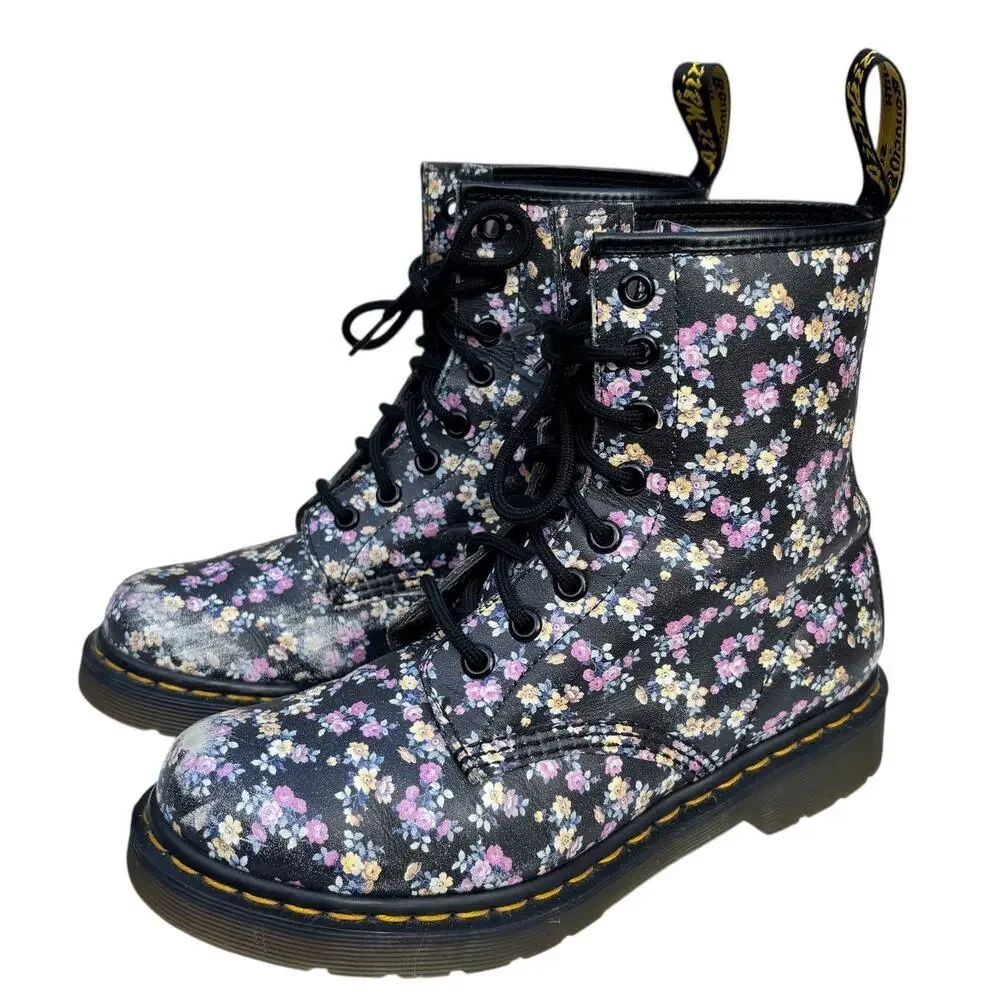 Dr. Marten 1460 Boot Floral Women’s Size 6 Color- Black - Mini Tydee